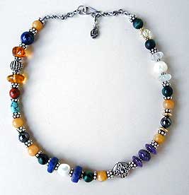 Mixed gemstone necklace by Vicky Jousan