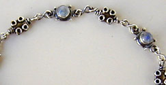 Ankle Bracelet Moonstone and handmade sterling silver chains and clasp by Vicky Jousan