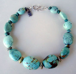 Turquoise and sterling silver necklace by Vicky Jousan