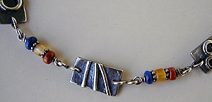 Lapis Lazuli, Red Jasper, Carnelian and Sterling Silver Ankle Bracelet by Vicky Jousan