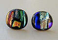 Fused Dichroic Glass Button Earrings