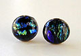 Fused Dichroic Glass Button Earrings