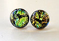 Fused Dichroic Glass Button Earrings