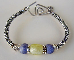 Dumortierite and Phrenite with Hill Tribe Silver bangle choker, bracelet and matching earrings