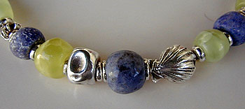 Dumortierite and Phrenite with Hill Tribe Silver bangle choker