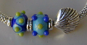 Lampwork Beads by Susan Barnes with Hill Tribe Silver bangle bracelet and earrings - by Vicky Jousan