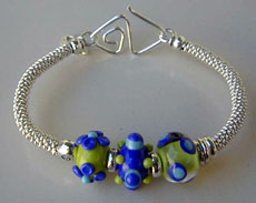 Lampwork Beads by Susan Barnes with Hill Tribe Silver bangle bracelet and earrings - by Vicky Jousan