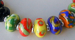 Lampwork Beads by Chris Sharpe with Hill Tribe Silver bangle bracelet and earrings - by Vicky Jousan