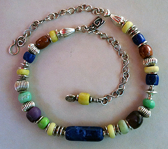 Lapis, Jasper, Sugilite, Verd-Antique - stones by Africa John - sterling silver necklace by Vicky Jousan