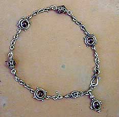 sterling silver and garnet ankle bracelet