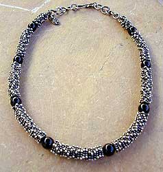 Black Onyx and Bali Sterling Silver necklace by Vicky Jousan