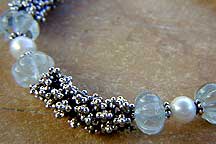 Bali sterling silver, aquamarine and freshwater pearl bracelet by Vicky Jousan