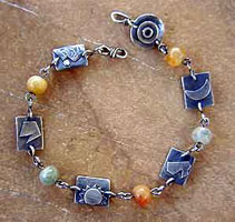 Burma Jade and Sterling Silver Power Symbols Ankle Bracelet by Vicky Jousan