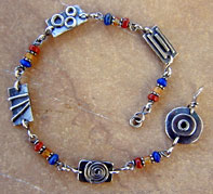 Lapis Lazuli, Red Jasper, Carnelian and Sterling Silver Ankle Bracelet by Vicky Jousan